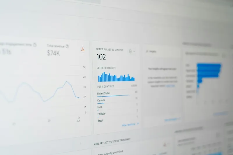 A computer screen with analytics graphs.