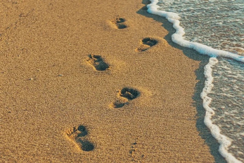 Footprints on the beach