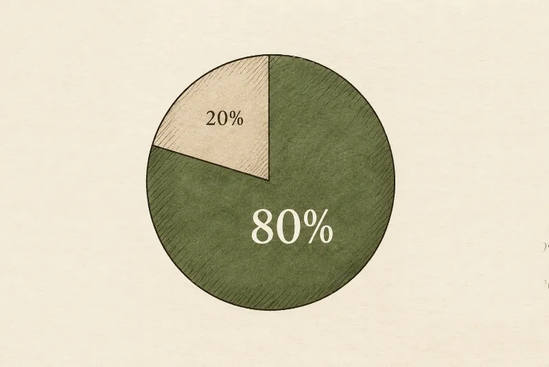 Graphic of a pie chart showing an 80/20 split.