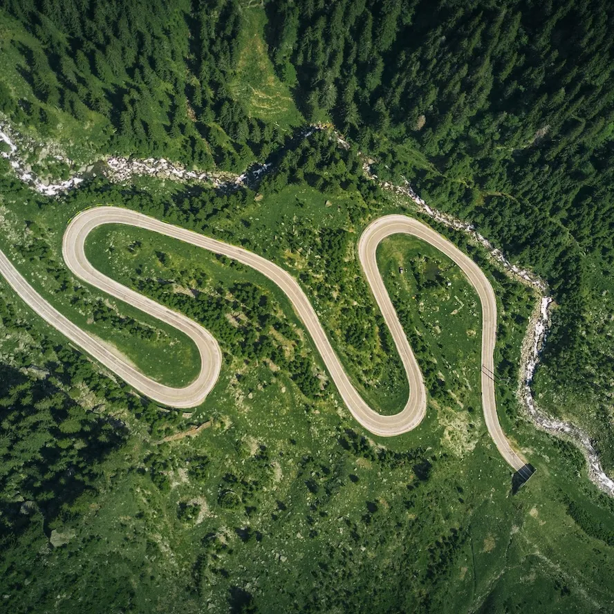 A windy mountain road.
